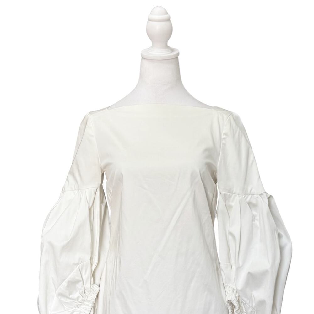 Hellessy Cotton Poplin Balloon Sleeve Mini Dress 2 Ivory - Picture 4 of 8